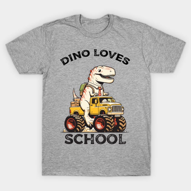 Dino ridding monster truck T-Shirt by Yopi